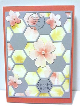 Hexagon Hive Watercolor Wonder Tangerine Slate