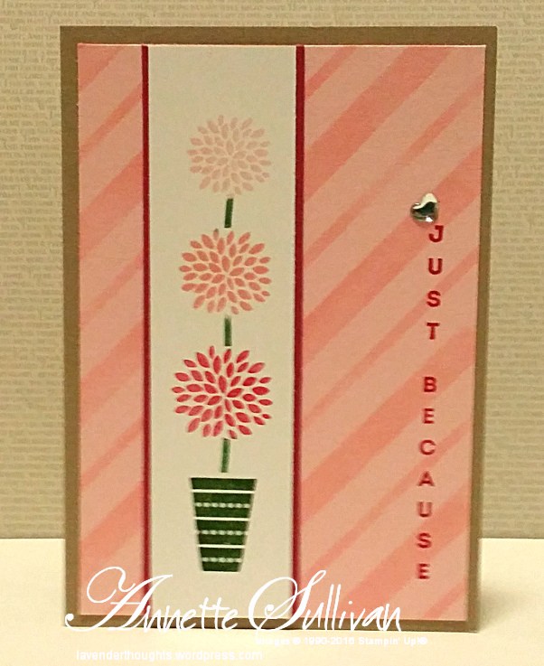 Vertical Greetings Rose Pink Stripes&nbsp;Topiary