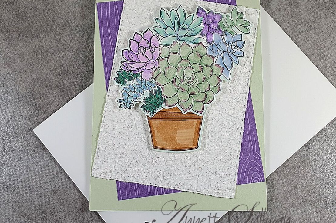 Using a Die as a Stencil with Embossing Paste and Simply Succulents