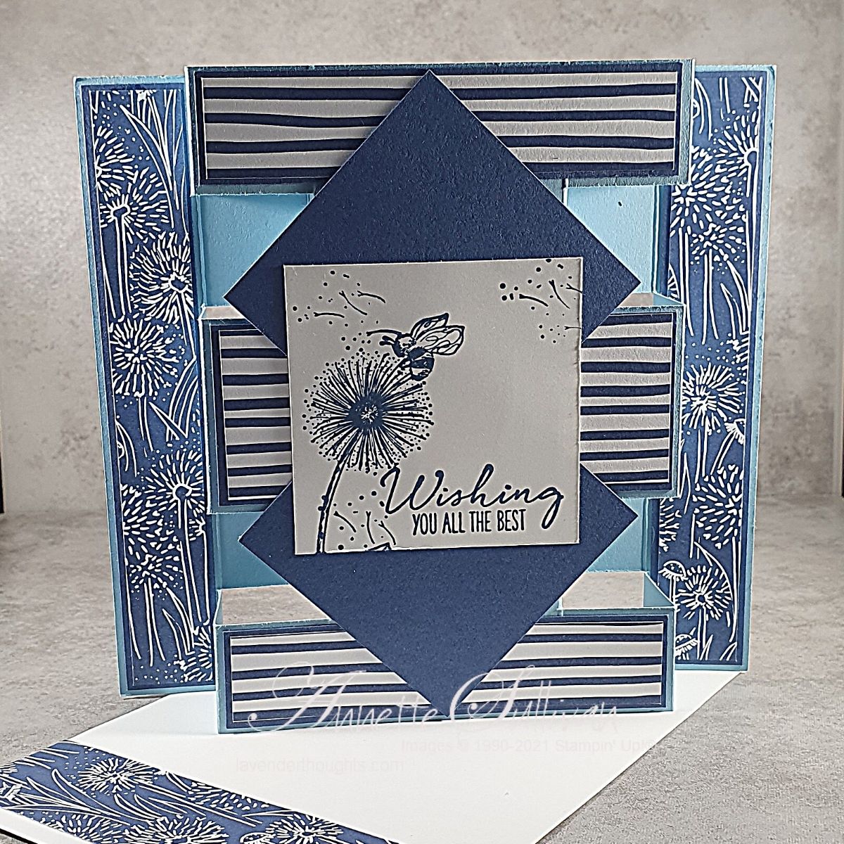 Monochromatic Blue Tower Fold Card – Lavender Thoughts