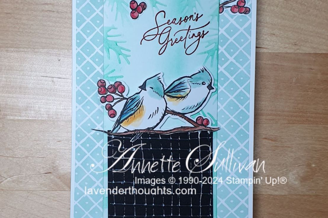 Blue Birds in a Portrait Double Decker Z Fold Card